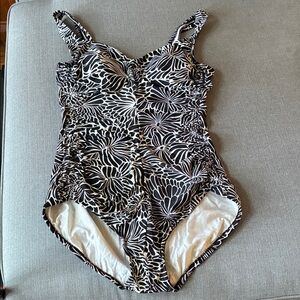 Black and White Floral Swimsuit